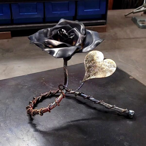 Just Thinking About You Copper Rose Sculpture Carbon