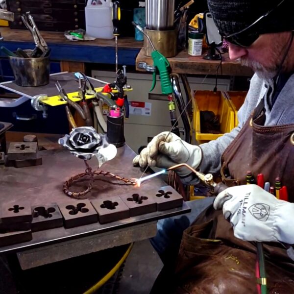 Just Thinking About You Copper Rose Sculpture Working Welding