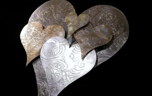 Silver-Plated Heart Cloud #1573 Wall Art Sculpture