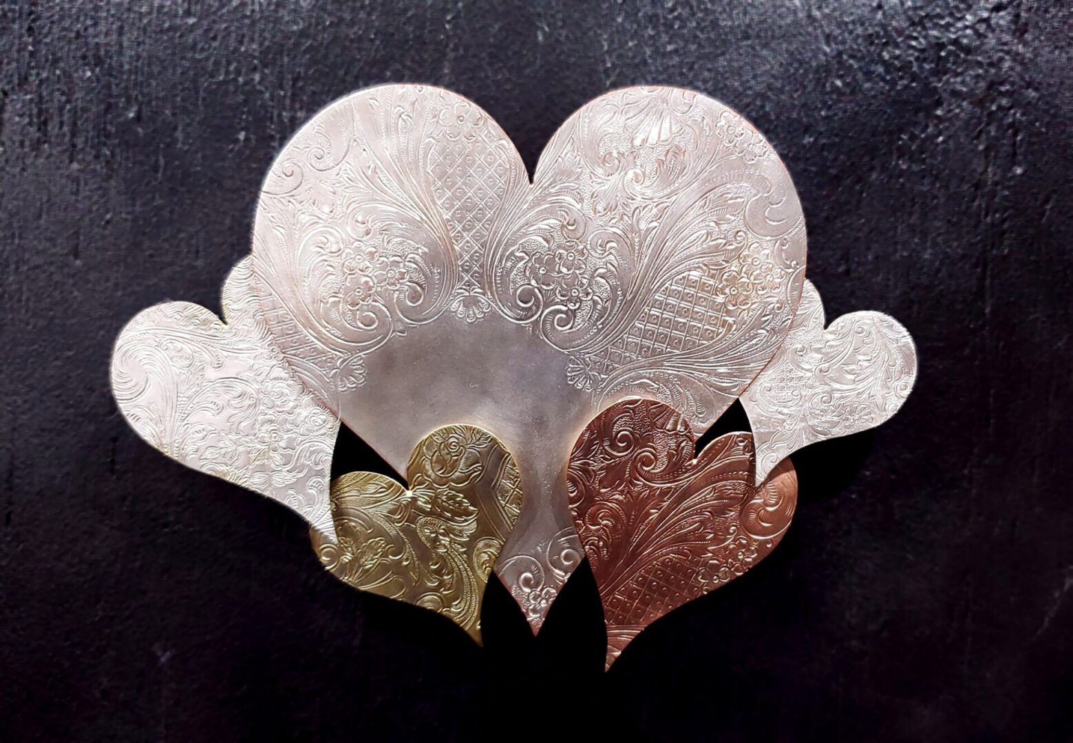 Heart Cloud #1571 Silver-Plated Copper Brass Vintage Upcycled Wall Art Sculpture