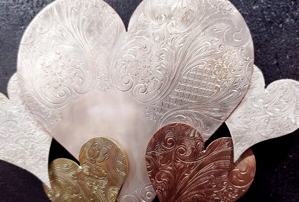 Heart Cloud #1571 Silver-Plated Copper Brass Vintage Upcycled Wall Art Sculpture