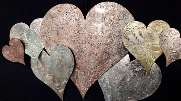 Silver-Plated Heart Cloud #1572 Copper Brass Vintage Upcycled Wall Art Sculpture