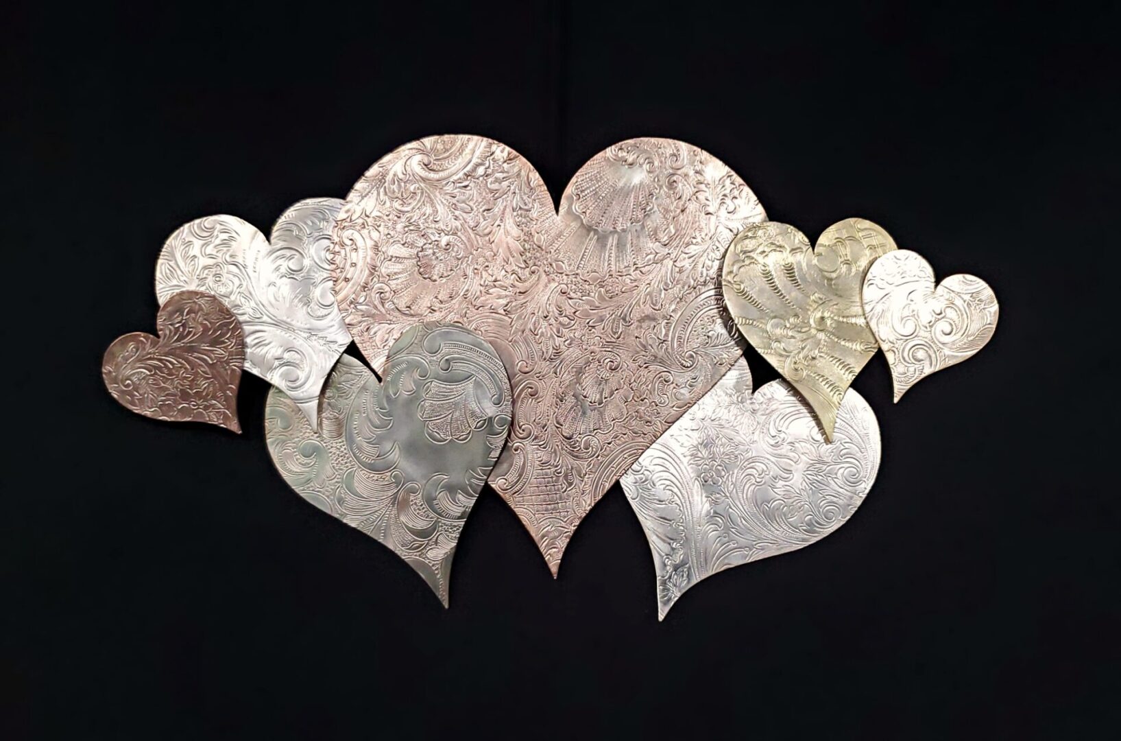 Silver-Plated Heart Cloud #1572 Copper Brass Vintage Upcycled Wall Art Sculpture