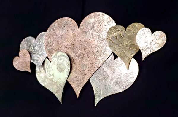 Silver-Plated Heart Cloud #1572 Copper Brass Vintage Upcycled Wall Art Sculpture