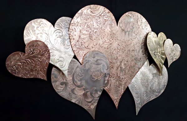 Silver-Plated Heart Cloud #1572 Copper Brass Vintage Upcycled Wall Art Sculpture