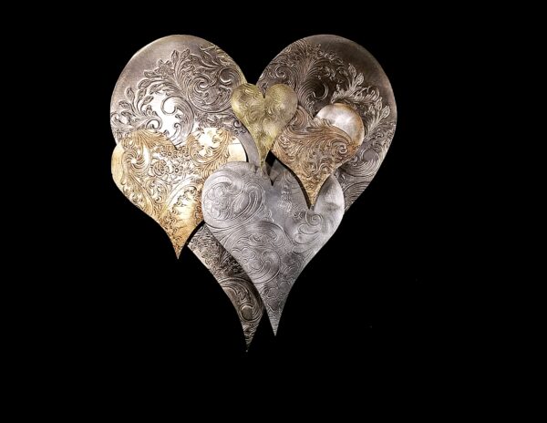 Silver-Plated Heart Cloud #1573 Wall Art Sculpture