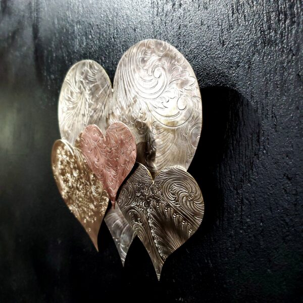 Silver-Plated Heart Cloud #1576 Vintage Upcycled Copper Brass Wall Art Sculpture