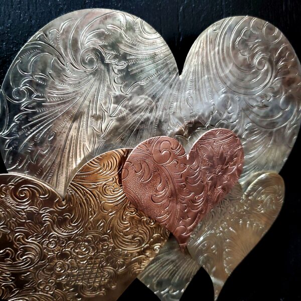 Silver-Plated Heart Cloud #1576 Vintage Upcycled Copper Brass Wall Art Sculpture