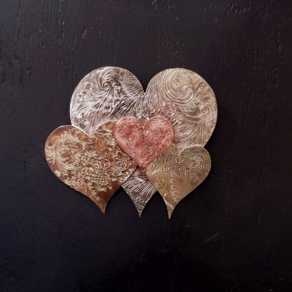 Silver-Plated Heart Cloud #1576 Vintage Upcycled Copper Brass Wall Art Sculpture