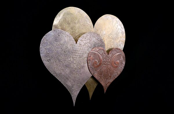 Silver-Plated Heart Cloud #1577 Copper Brass Wall Art Sculpture