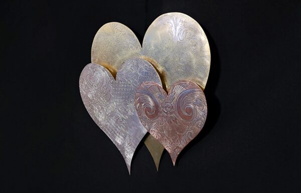 Silver-Plated Heart Cloud #1577 Copper Brass Wall Art Sculpture