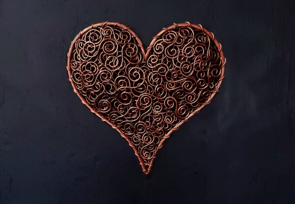 Crazy in Love Copper Coil Heart Wall Art