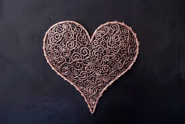 Crazy in Love Copper Coil Heart Wall Art Bright