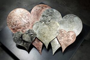 Silver-Plated Heart Cloud #1581 Vintage Upcycled Copper Brass Wall Art Sculpture