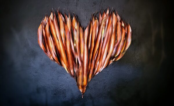 Flame Heart Copper Wall Art Sculpture Custom Finish