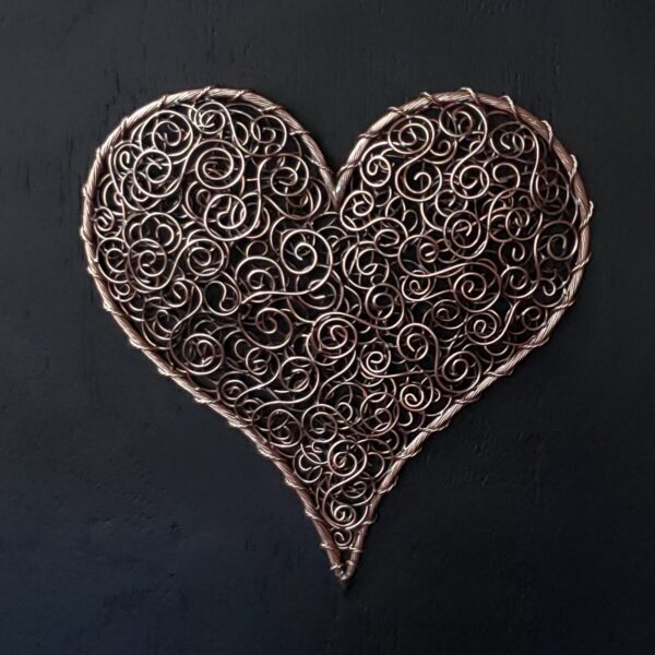 Crazy in Love Copper Coil Heart Wall Art Antique