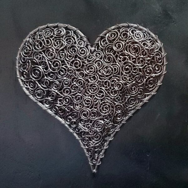 Crazy in Love Copper Coil Heart Wall Art Carbon