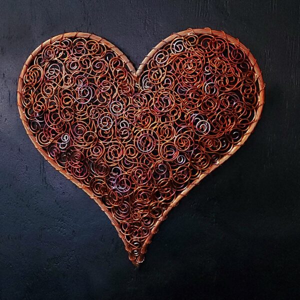 Crazy in Love Copper Coil Heart Wall Art Flame