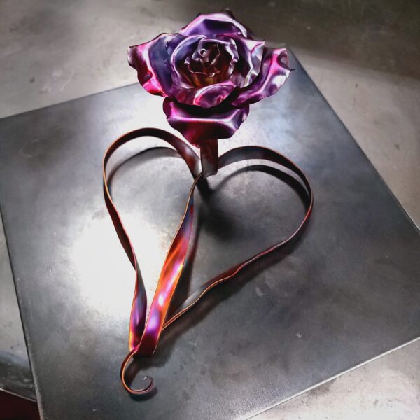 Ribbon of Love Copper Heart Rose Blue Flame