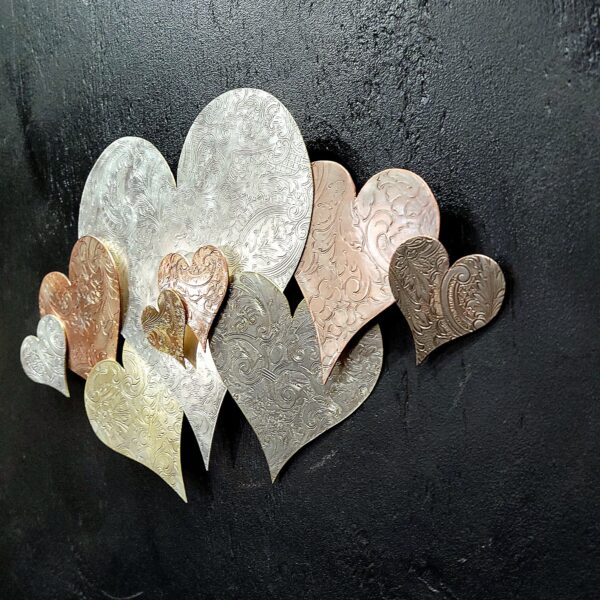 Heart Cloud #1570 Vintage Silver-Plated Copper Brass Wall Art Sculpture