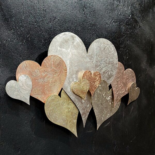 Heart Cloud #1570 Vintage Silver-Plated Copper Brass Wall Art Sculpture