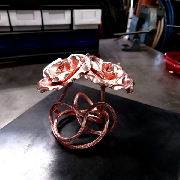 Tie the Knot Wire Copper Rose Sculpture Bright