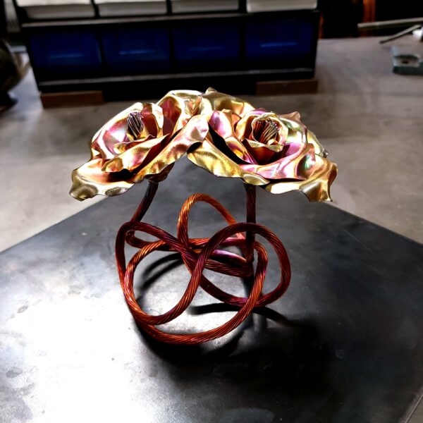 Tie the Knot Wire Copper Rose Sculpture Cotton Candy