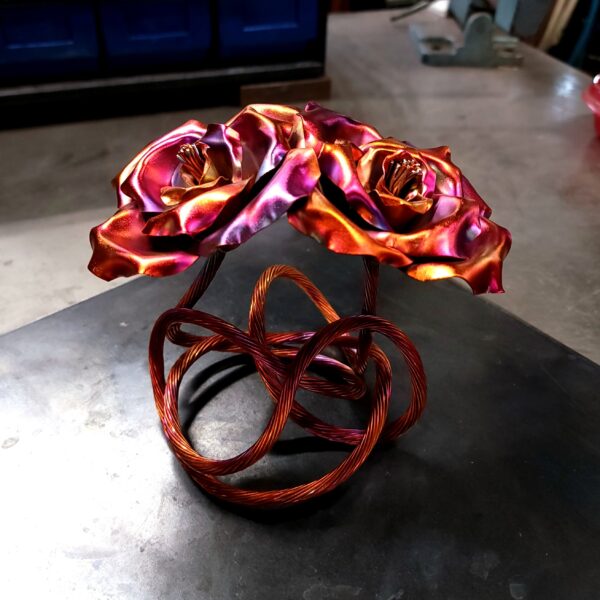 Tie the Knot Wire Copper Rose Sculpture Flame