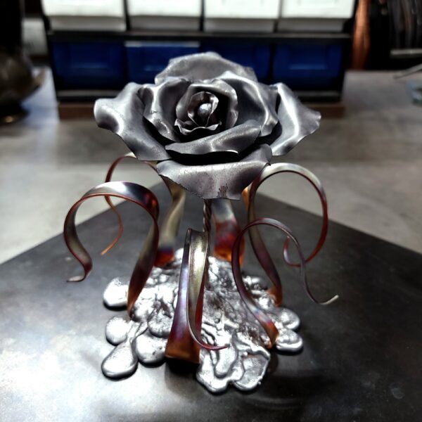 Splash of Love Copper Rose Sculpture Carbon