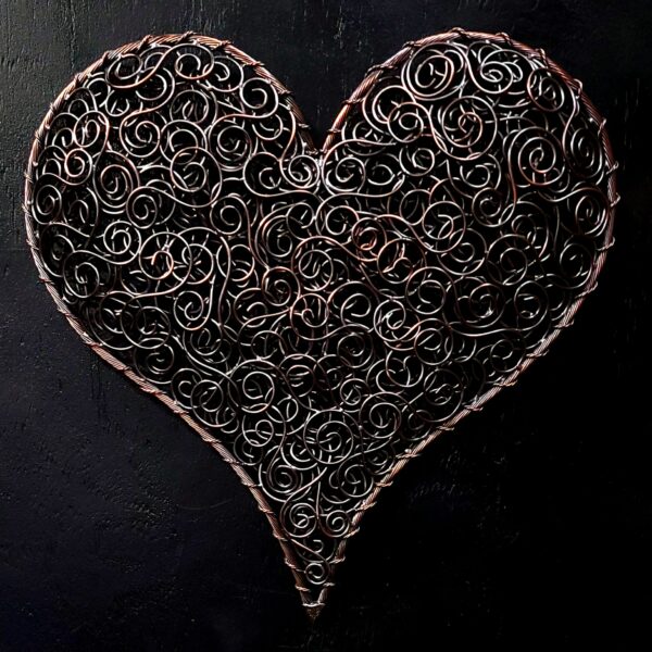 Crazy in Love Copper Coil Heart Wall Art Antique