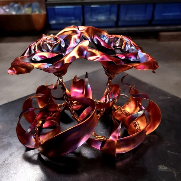 Unity Copper Rose Sculpture Flame