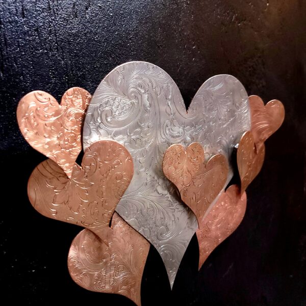 Silver-Plated Heart Cloud #1575 Vintage Upcycled Wall Art Sculpture