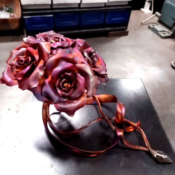 Family Copper Rose Bouquet Matte Flame