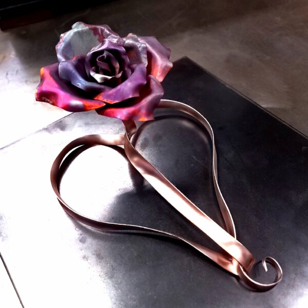 Ribbon of Love Copper Heart Rose Matte Flame Custom Finish