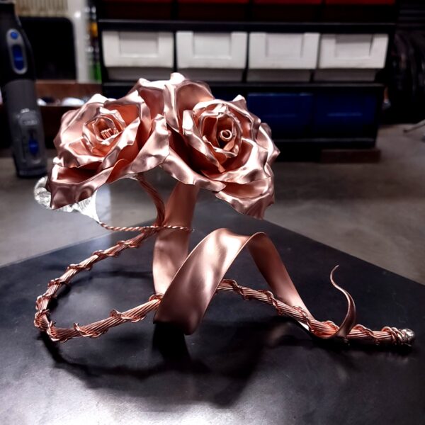 Us Heart Copper Rose Sculpture Bright