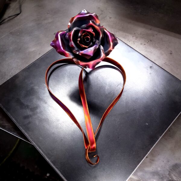 Ribbon of Love Copper Heart Rose Dark Flame