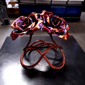 Tie the Knot Wire Copper Rose Sculpture Flame