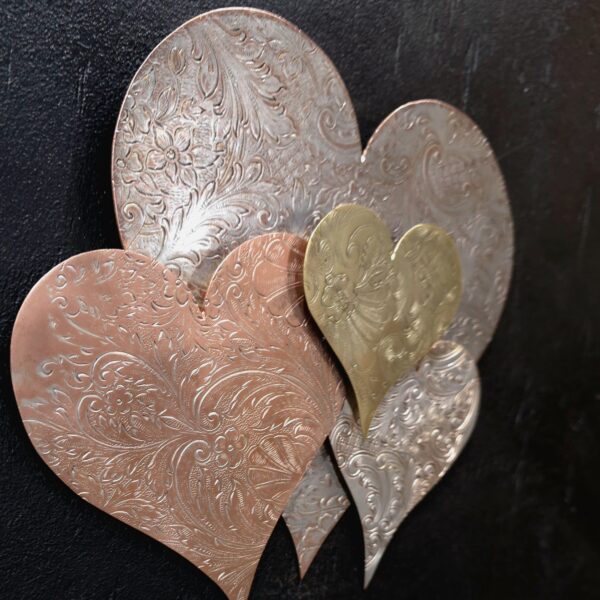 Silver-Plated Heart Cloud #1576 Vintage Upcycled Copper Brass Wall Art Sculpture