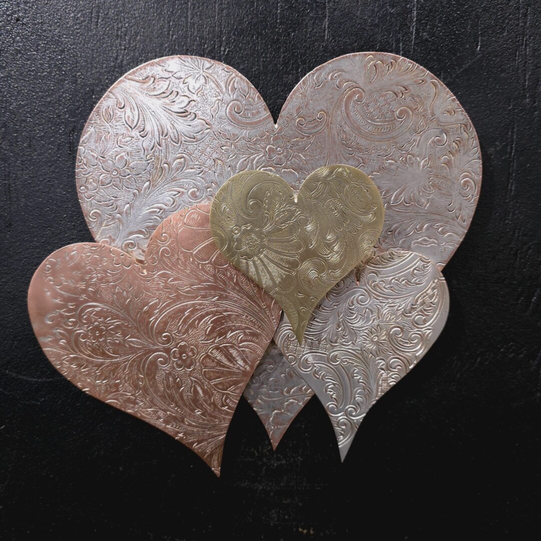 Silver-Plated Heart Cloud #1576 Vintage Upcycled Copper Brass Wall Art Sculpture