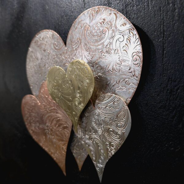 Silver-Plated Heart Cloud #1576 Vintage Upcycled Copper Brass Wall Art Sculpture