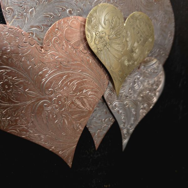 Silver-Plated Heart Cloud #1576 Vintage Upcycled Copper Brass Wall Art Sculpture