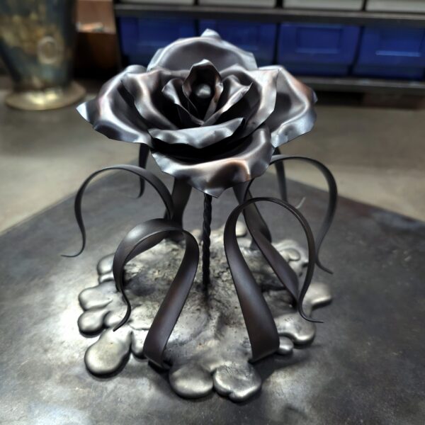 Splash of Love Copper Rose Sculpture Carbon