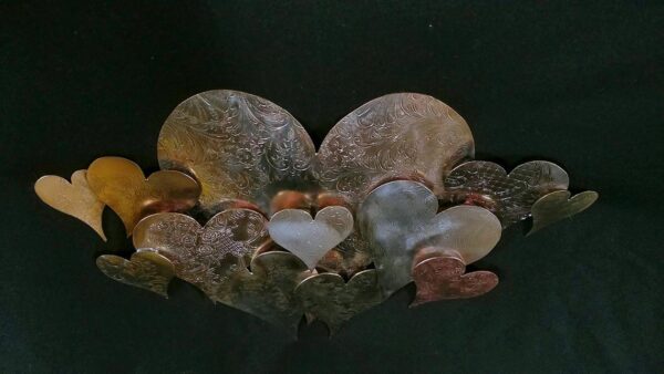 Silver-Plated Heart Cloud Vintage Upcycled Large Wall Art Sculpture