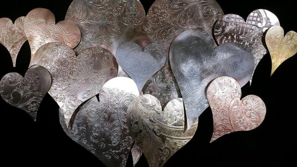 Silver-Plated Heart Cloud Vintage Upcycled Large Wall Art Sculpture