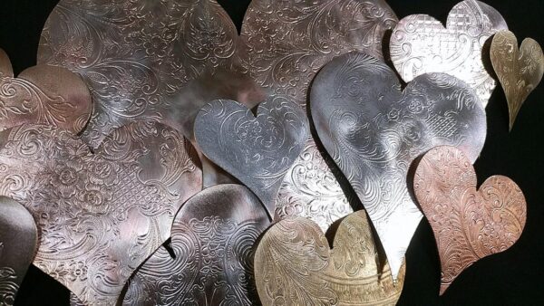 Silver-Plated Heart Cloud Vintage Upcycled Large Wall Art Sculpture