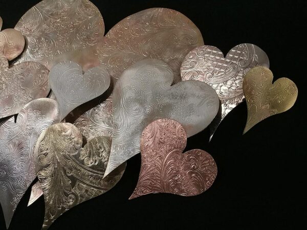 Silver-Plated Heart Cloud Vintage Upcycled Large Wall Art Sculpture