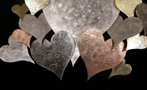 Silver-Plated Heart Cloud #1574 Vintage Upcycled Wall Art Sculpture