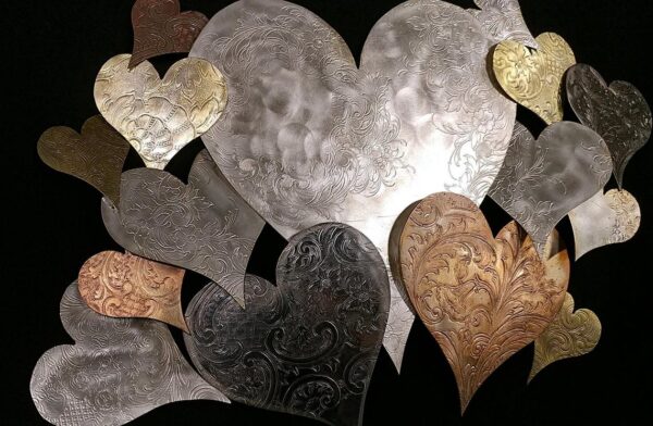 Silver-Plated Heart Cloud #1574 Vintage Upcycled Wall Art Sculpture