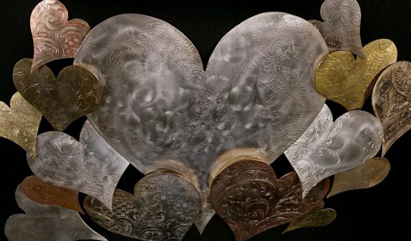 Silver-Plated Heart Cloud #1574 Vintage Upcycled Wall Art Sculpture