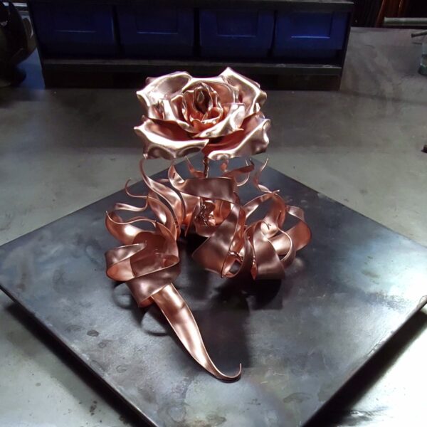 True Love Copper Rose Sculpture Bright